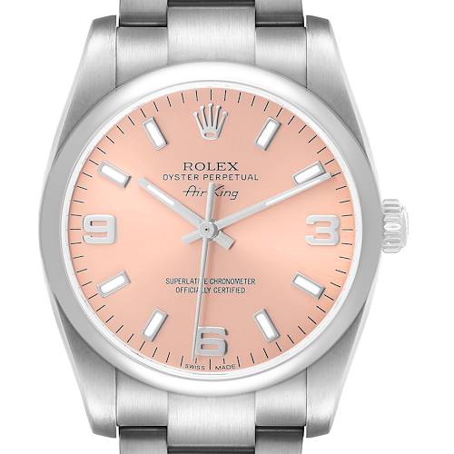 Photo of Rolex Air King 34 Salmon Dial Smooth Bezel Mens Watch 114200
