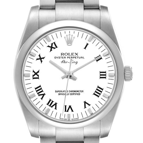 Photo of Rolex Air King 34 White Roman Dial Steel Mens Watch 114200