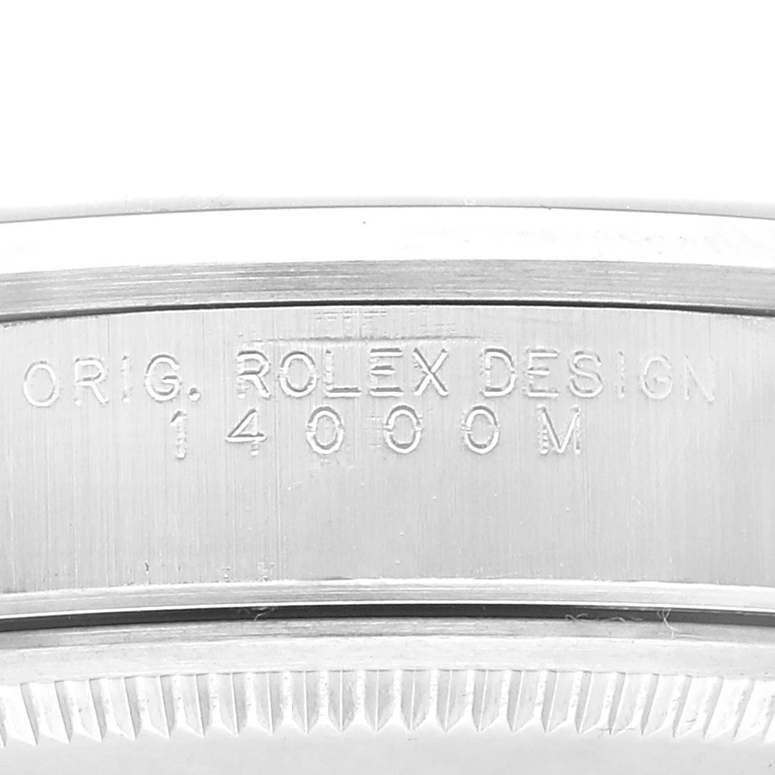 This image shows the side engraving on the case of a Rolex Air-King 14000 Men's Stainless Steel Blue Dial 14000 Men's Stainless Steel Blue Dial model watch.