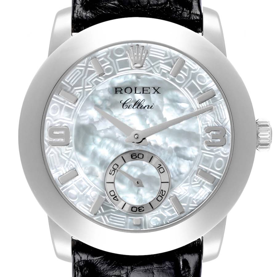 Rolex Cellini Cellinium Platinum Mother of Pearl Dial Mens Watch 5240 SwissWatchExpo