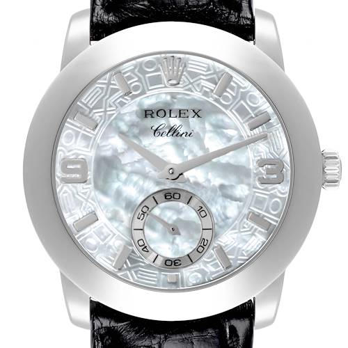 Photo of Rolex Cellini Cellinium Platinum Mother of Pearl Dial Mens Watch 5240