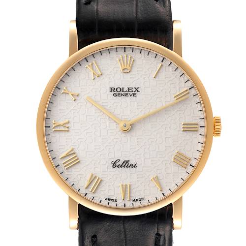 Photo of Rolex Cellini Classic Yellow Gold Anniversary Dial Black Strap Watch 5112