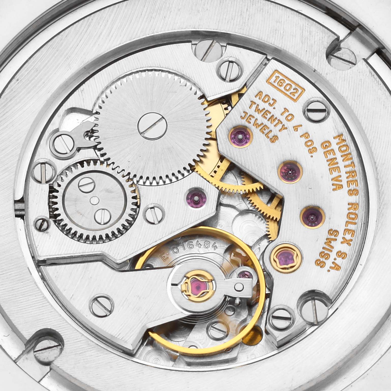 This image shows the inner mechanical movement of a Rolex Cellini 4233/9 Men's White Gold White Dial 4233/9 Men's White Gold White Dial watch, viewed from the back.
