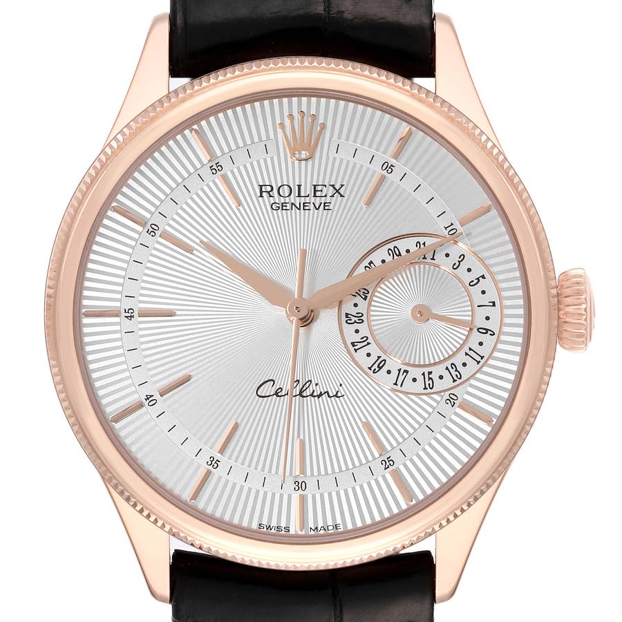 Rolex Cellini Date Rose Gold Silver Dial Mens Watch 50515 SwissWatchExpo