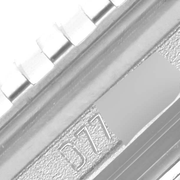 This image shows a close-up of the case and band of a Rolex Cellini 5441 Men's White Gold Silver Dial 5441 Men's White Gold Silver Dial watch, focusing on the edge and serial number.