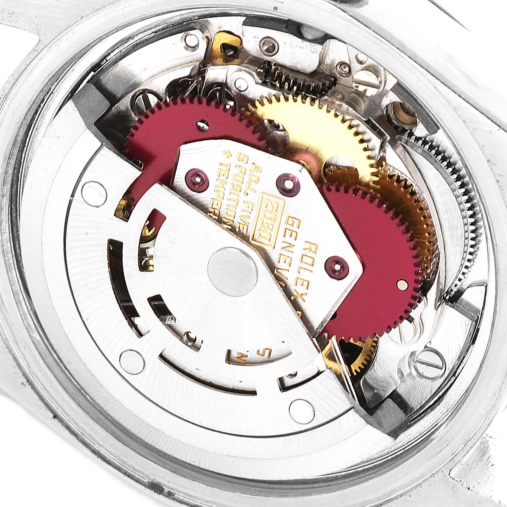 The image shows the inner mechanism and movement assembly of a Rolex Date 6917 Women's Stainless Steel Silver Dial 6917 Women's Stainless Steel Silver Dial model watch from a top-down angle.