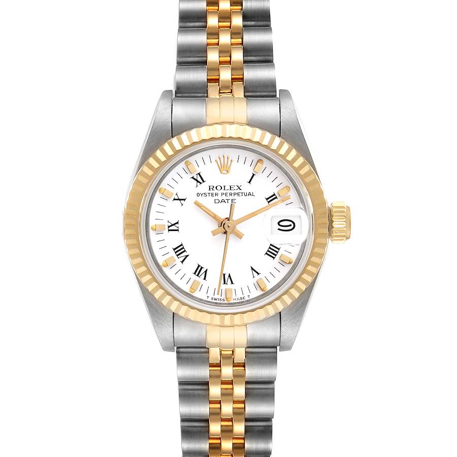 Rolex Datejust 26mm Steel Yellow Gold White Dial Ladies Watch 69173 SwissWatchExpo