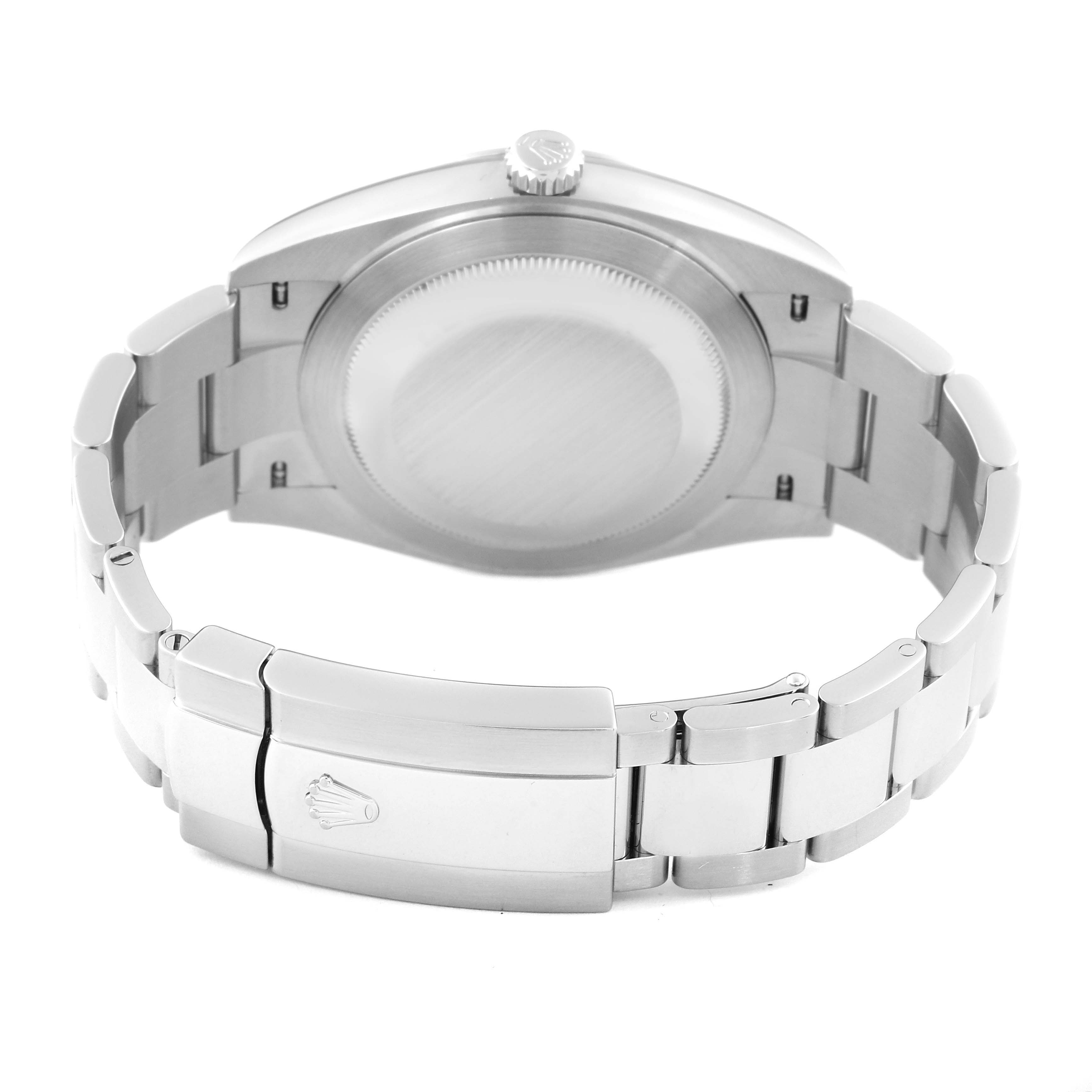 The image shows the case back and clasp of a Rolex Datejust 41 126300 Men
s Stainless Steel Silver Dial 126300 Men
s Stainless Steel Silver Dial model watch.