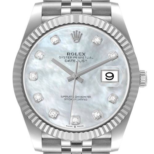 Photo of Rolex Datejust 41 Steel White Gold MOP Diamond Mens Watch 126334 Unworn