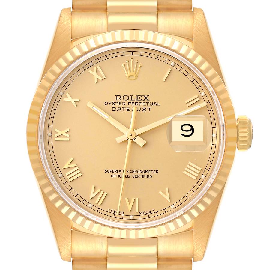Rolex Datejust President Yellow Gold Roman Dial Mens Watch 16238 SwissWatchExpo