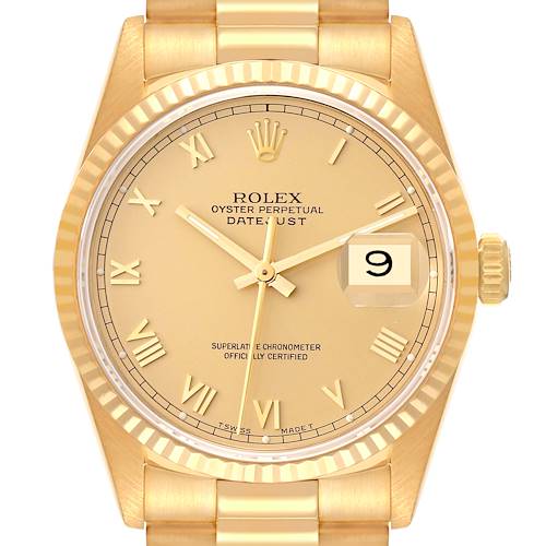 Photo of Rolex Datejust President Yellow Gold Roman Dial Mens Watch 16238