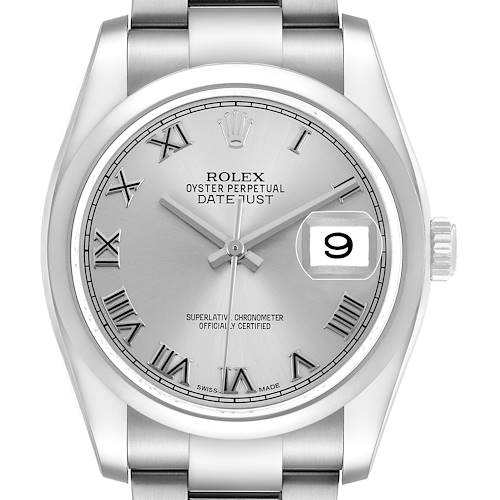 Photo of Rolex Datejust Steel Silver Roman Dial Mens Watch 116200