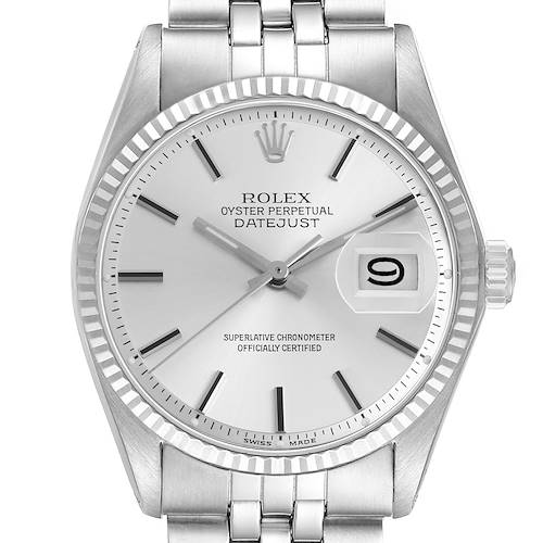 Photo of Rolex Datejust Steel White Gold Silver Dial Vintage Mens Watch 1601