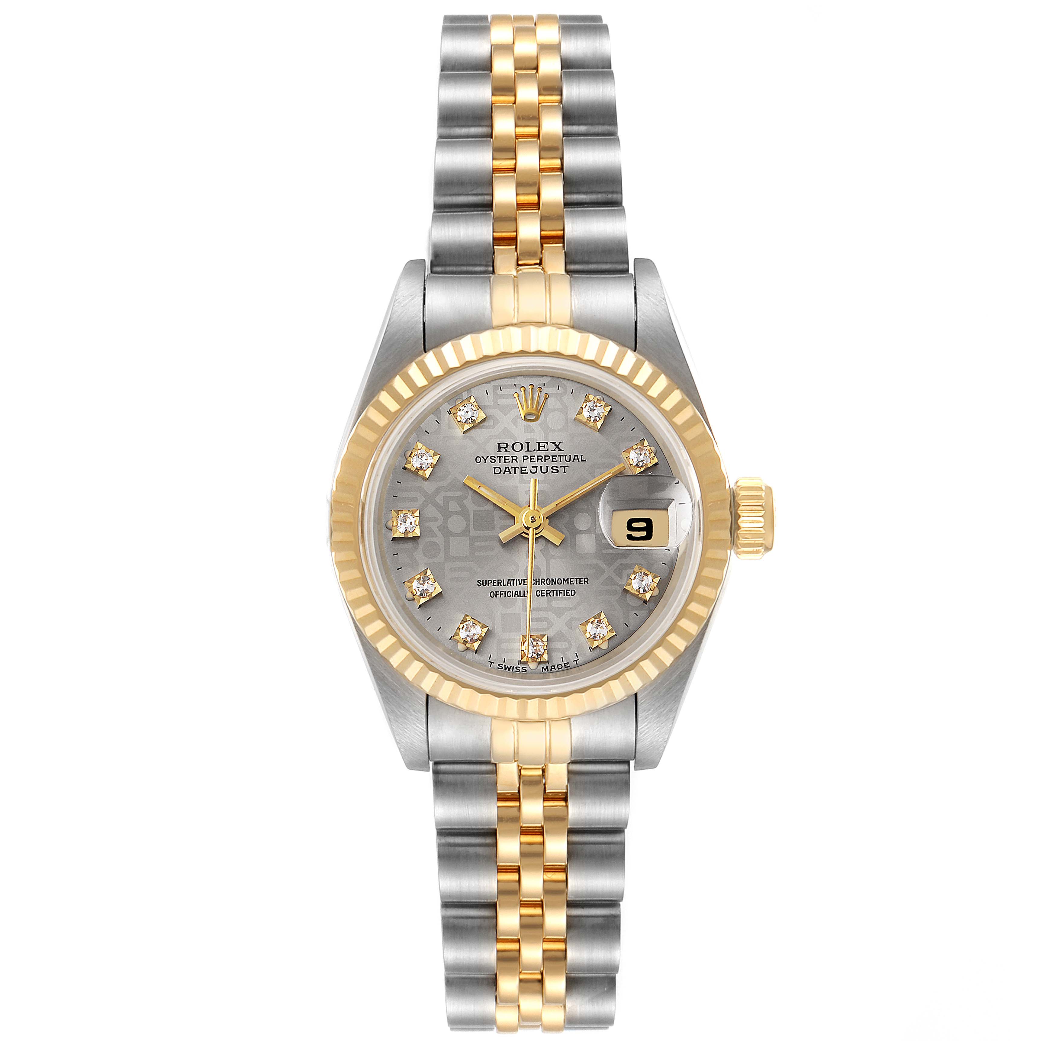 ROLEX DATEJUST 69173 2コマ Rolex Datejust 69173 Ladies Two-Tone White Mop Diamond Dial