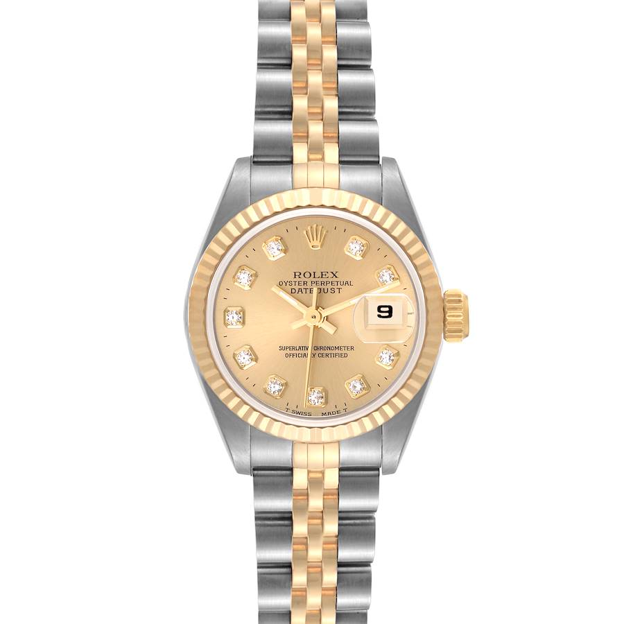 Rolex Datejust Steel Yellow Gold Diamond Dial Ladies Watch 69173 SwissWatchExpo