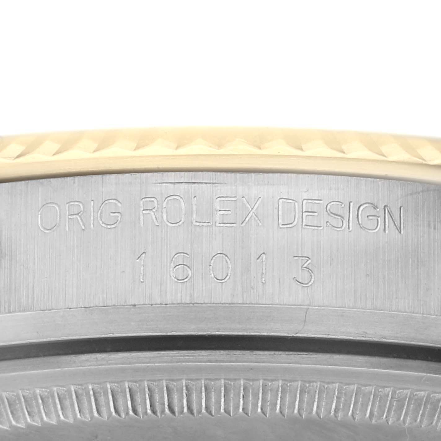 The image shows a close-up of the case side of a Vintage Collection watch by Rolex, highlighting the model number 16013.