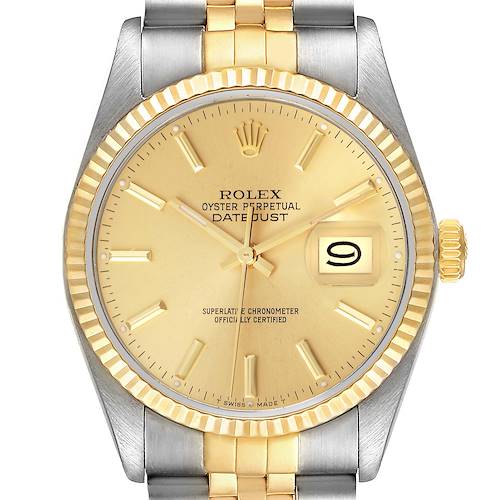 Photo of Rolex Datejust Steel Yellow Gold Vintage Mens Watch 16013