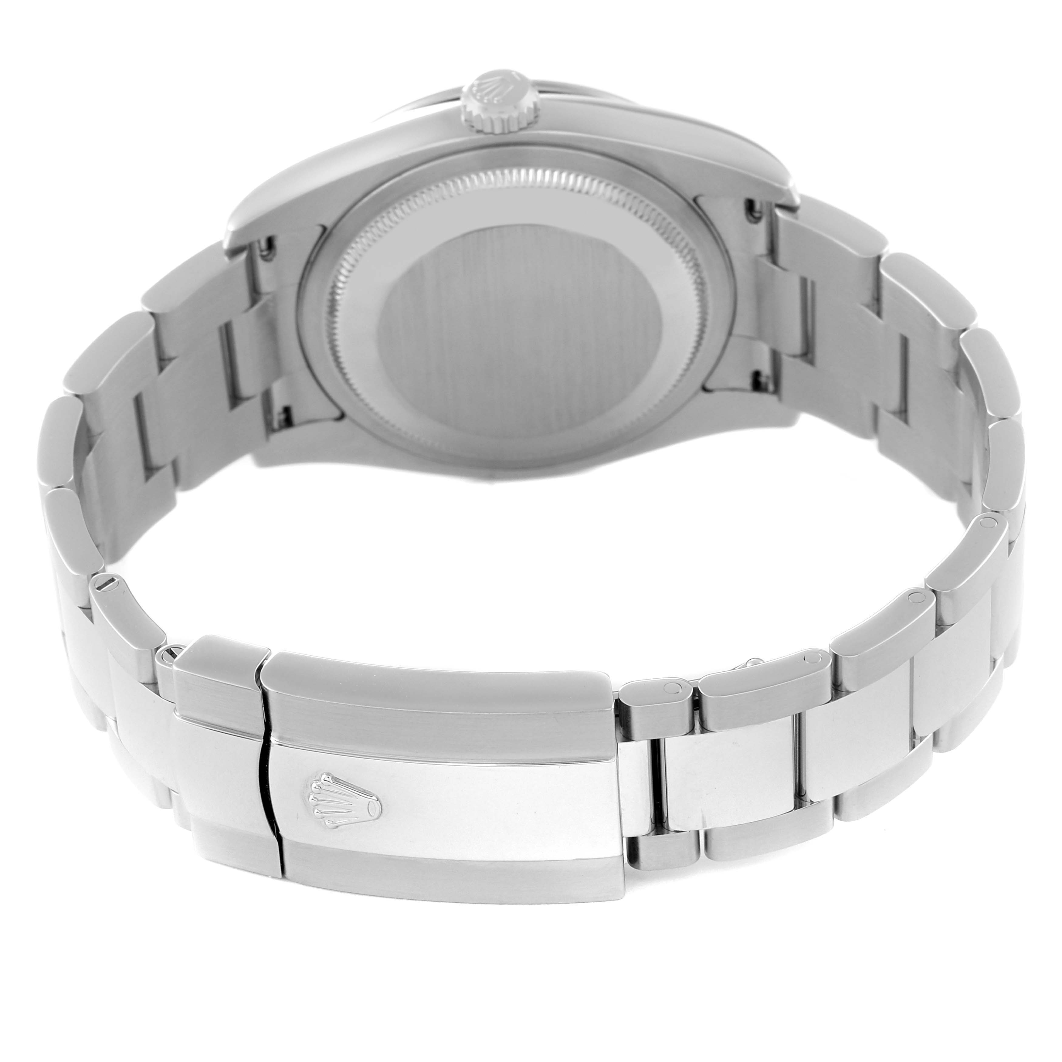 The image shows the back and bracelet of a Rolex Turn-o-Graph 116264 Men's Stainless Steel Black Dial 116264 Men's Stainless Steel Black Dial watch from an angled rear view.