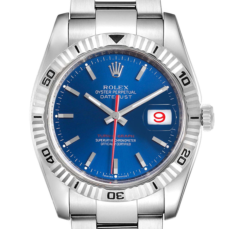 Rolex Datejust Turnograph Blue Dial Steel Mens Watch 116264 Box SwissWatchExpo