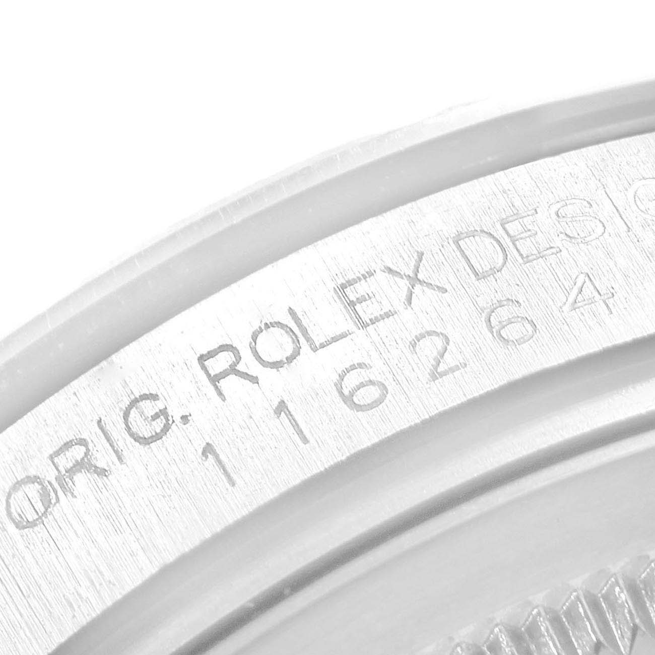 This is a close-up of the casing of a Rolex Turn-o-Graph 116264 Men's Stainless Steel Blue Dial 116264 Men's Stainless Steel Blue Dial watch, showcasing the model number "116264."