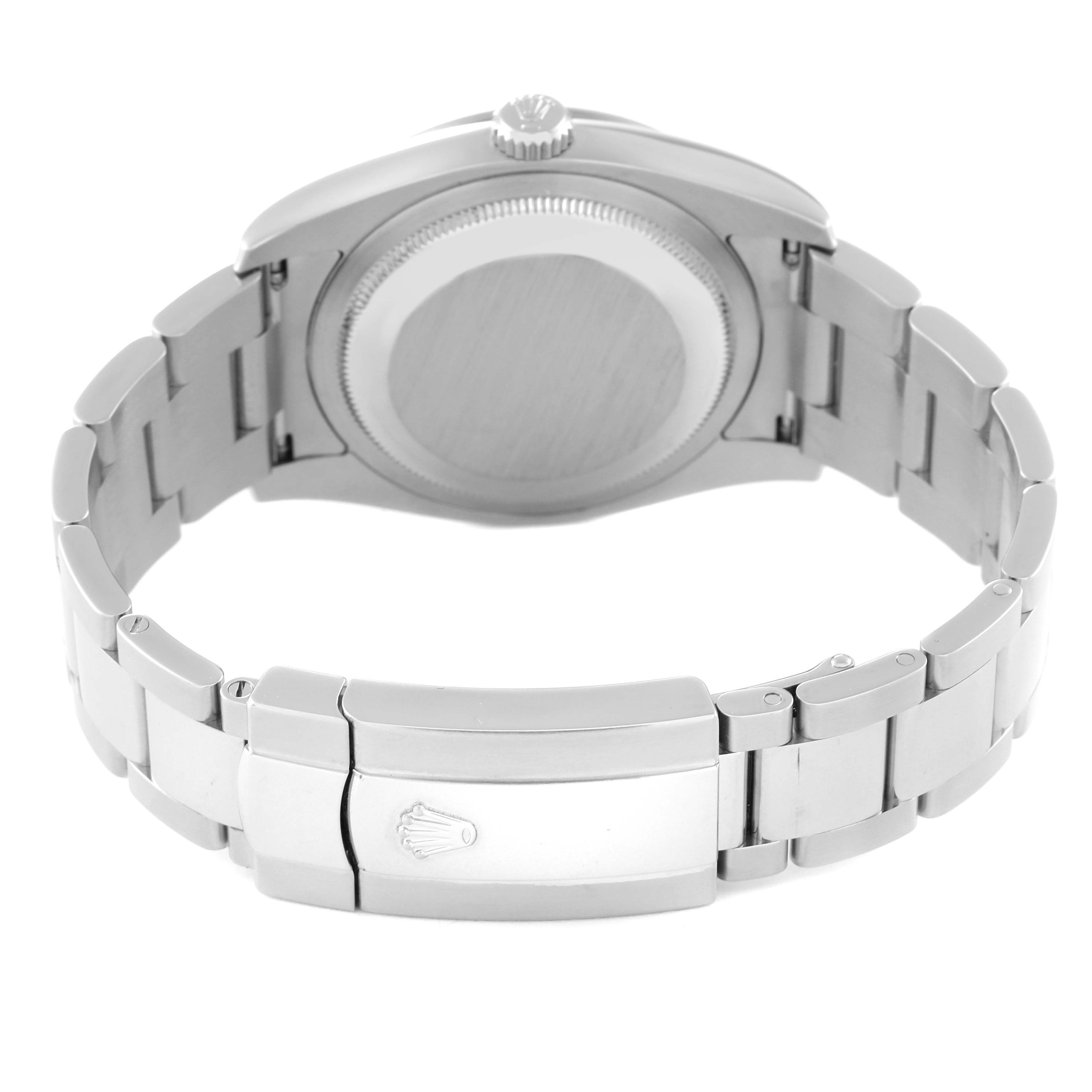 This image shows the back case and bracelet of a Rolex Turn-o-Graph 116264 Men
s Stainless Steel White Dial 116264 Men
s Stainless Steel White Dial watch from a rear angle.