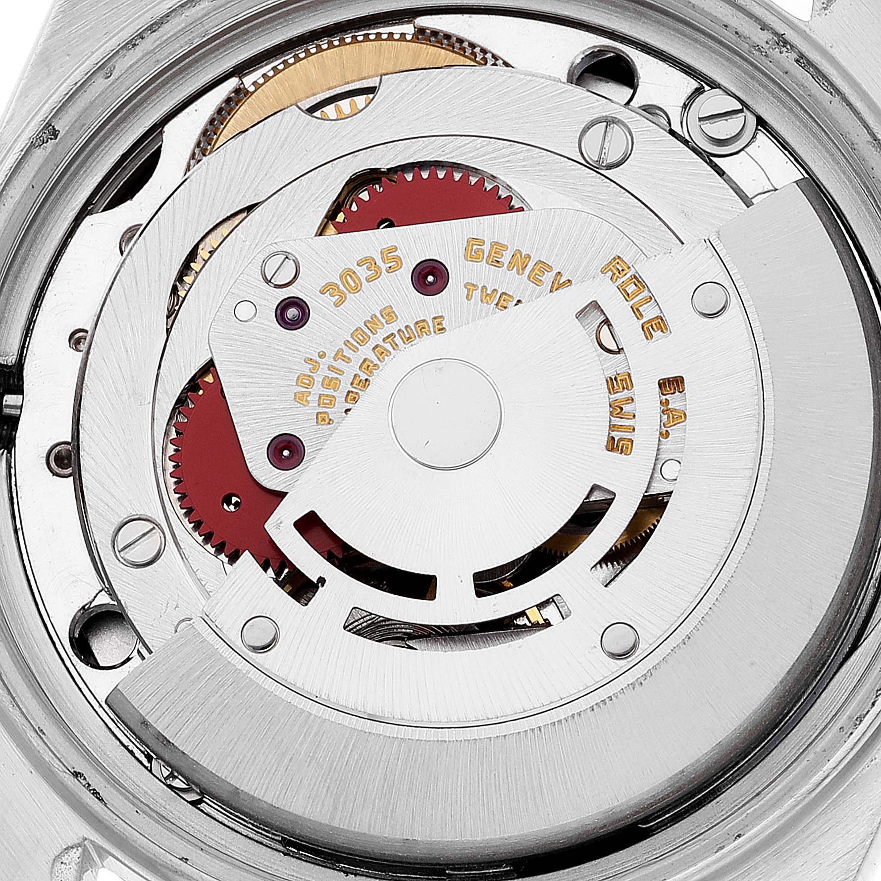 The image shows the internal movement mechanism of the Vintage Collection model by Rolex from a top-down angle.