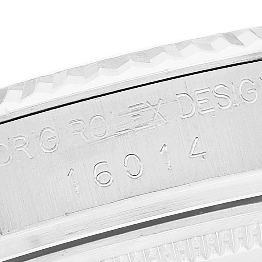 This close-up image shows the casing and engraved model number of the Vintage Collection model by Rolex.