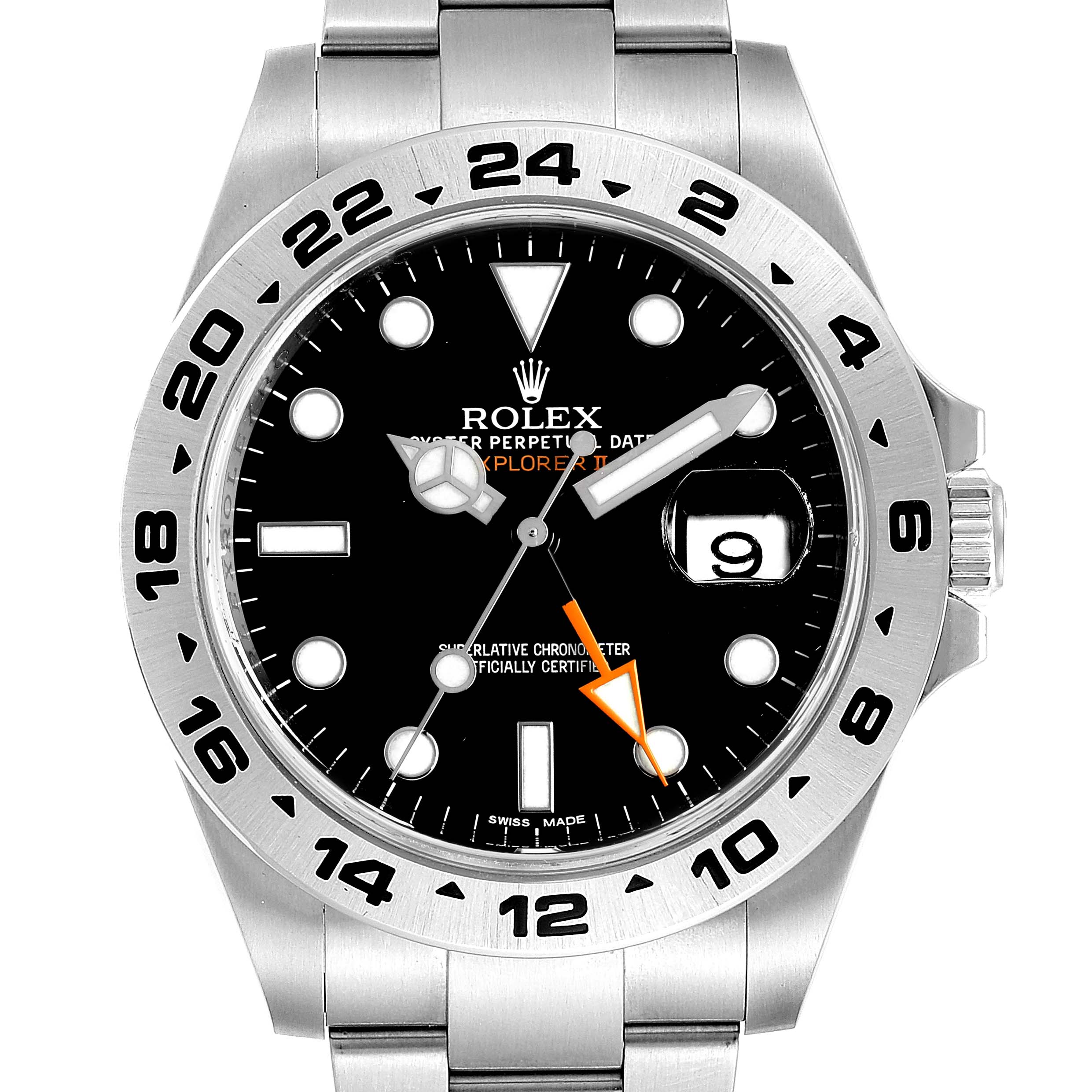 The image shows a front view of a Rolex Explorer 216570 Men's Stainless Steel Black Dial 216570 Men's Stainless Steel Black Dial II, displaying the dial, bezel, hands, and part of the bracelet.