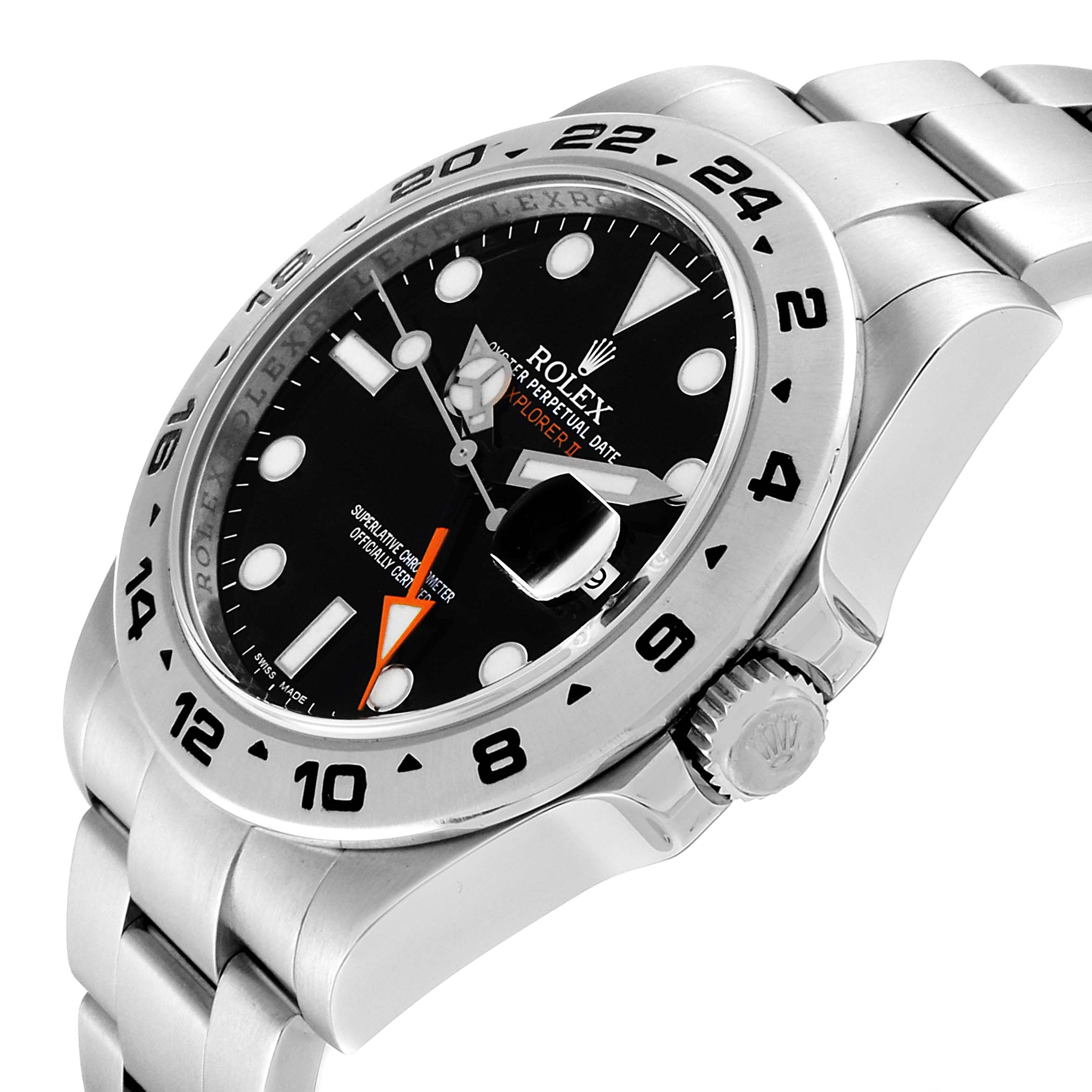 The image shows a side angle of the Rolex Explorer 216570 Men's Stainless Steel Black Dial 216570 Men's Stainless Steel Black Dial model watch, highlighting the watch face, bezel, and bracelet.