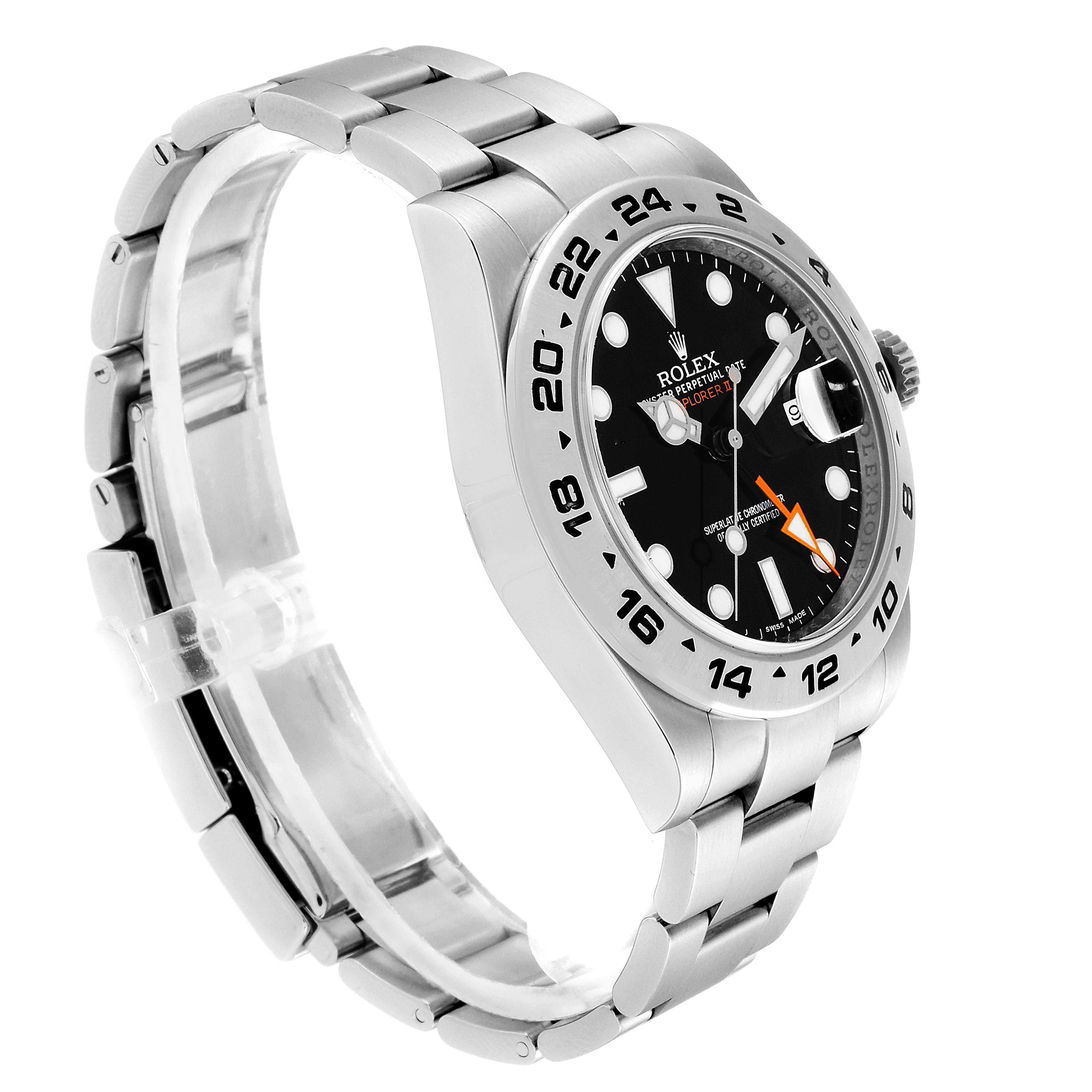 This image shows a side view of the Rolex Explorer 216570 Men's Stainless Steel Black Dial 216570 Men's Stainless Steel Black Dial model, highlighting its bracelet, bezel, and watch face.