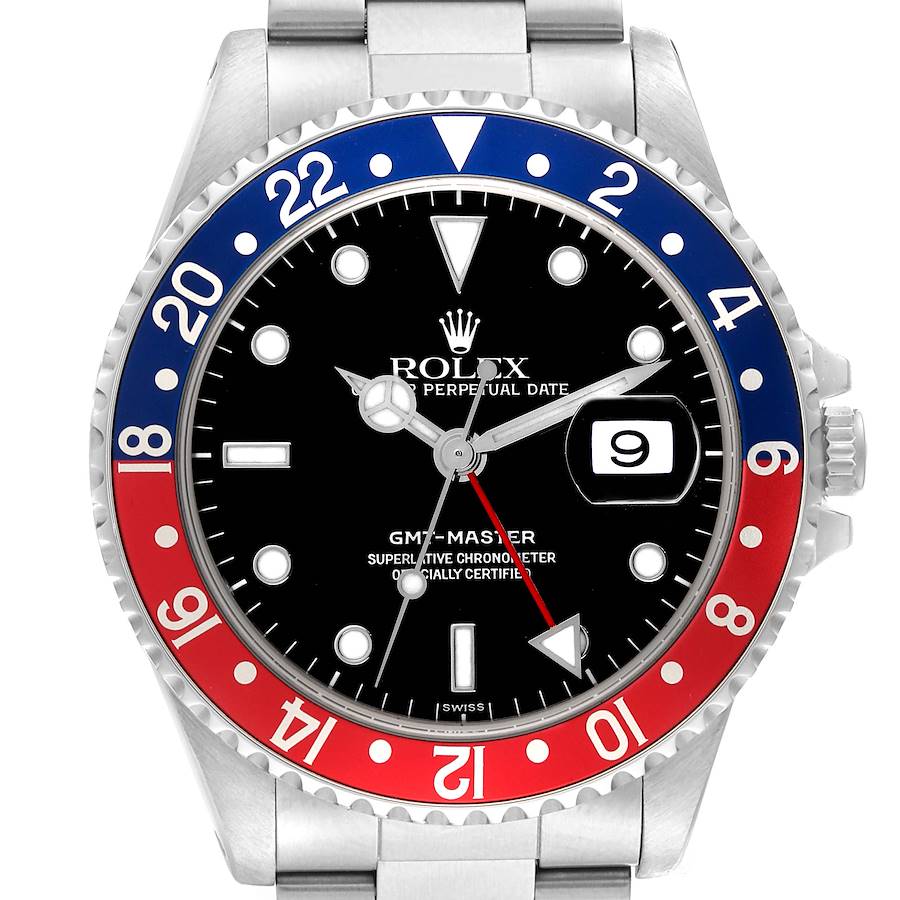 Rolex GMT Master 40mm Blue Red Pepsi Bezel Steel Mens Watch 16700 SwissWatchExpo