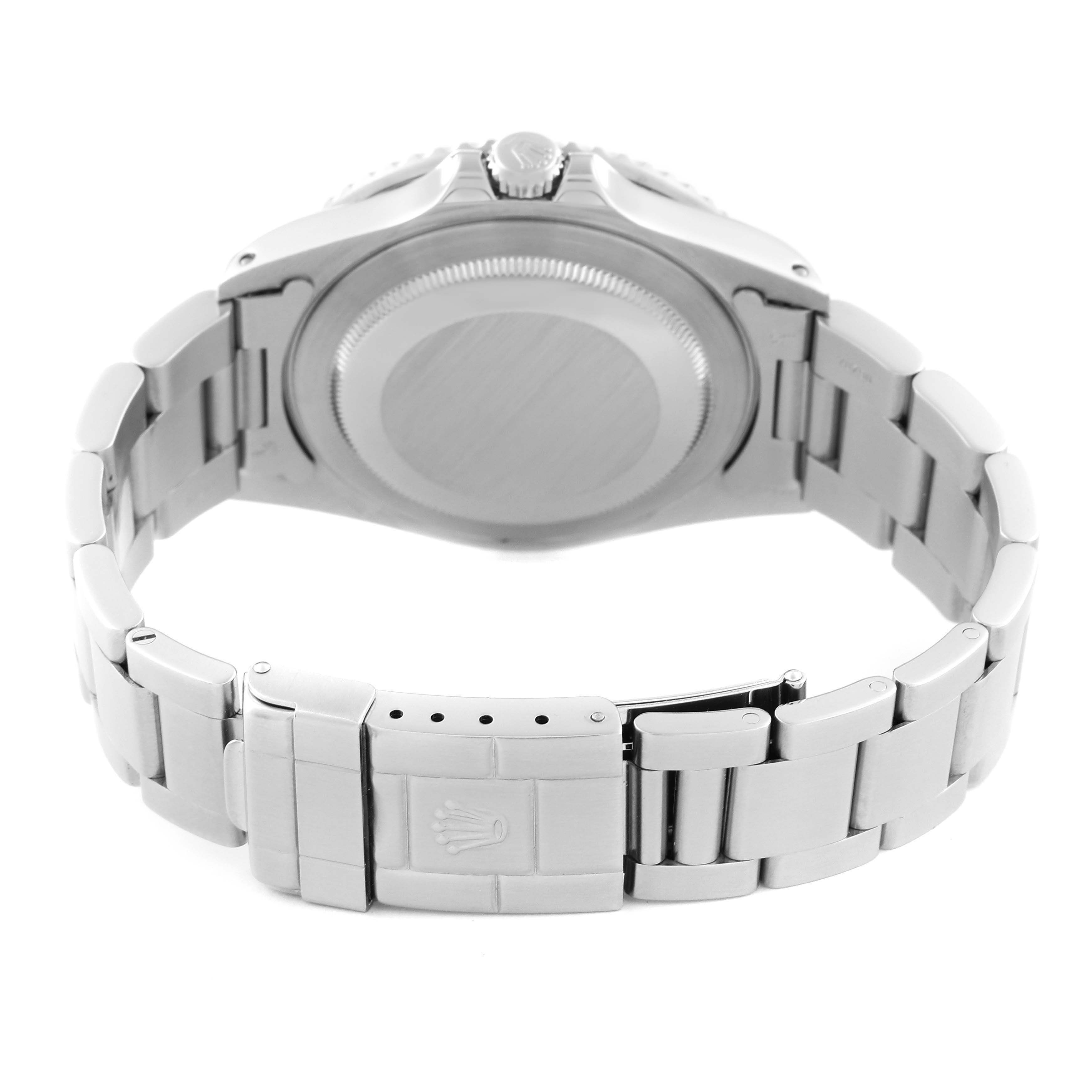 This image shows the back view of a Rolex GMT-Master 16700 Men's Stainless Steel Black Dial 16700 Men's Stainless Steel Black Dial watch, highlighting the case back and bracelet.