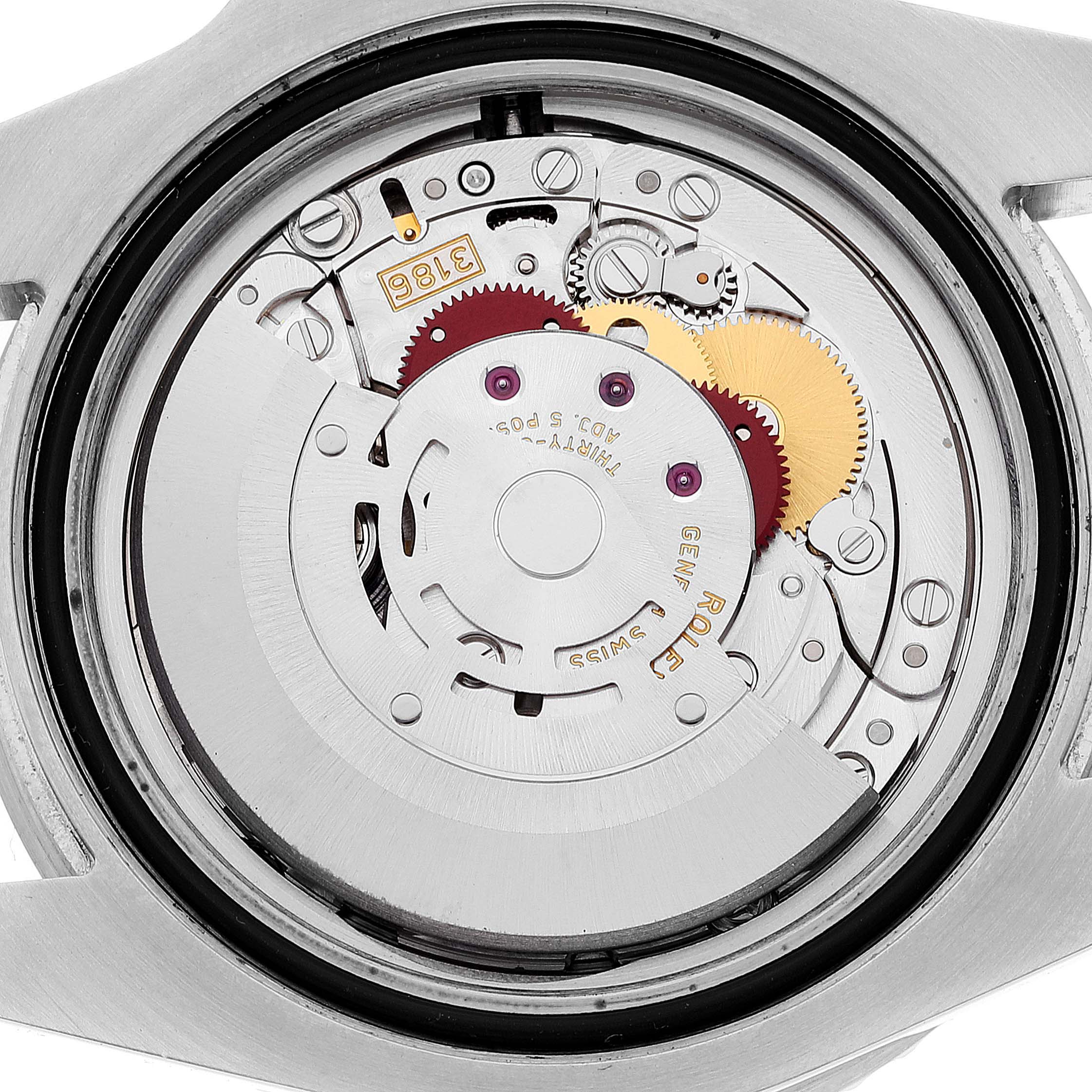 The image shows the movement mechanism of a Rolex GMT-Master 116710 Men's Stainless Steel Black Dial 116710 Men's Stainless Steel Black Dial watch from a top-down angle.