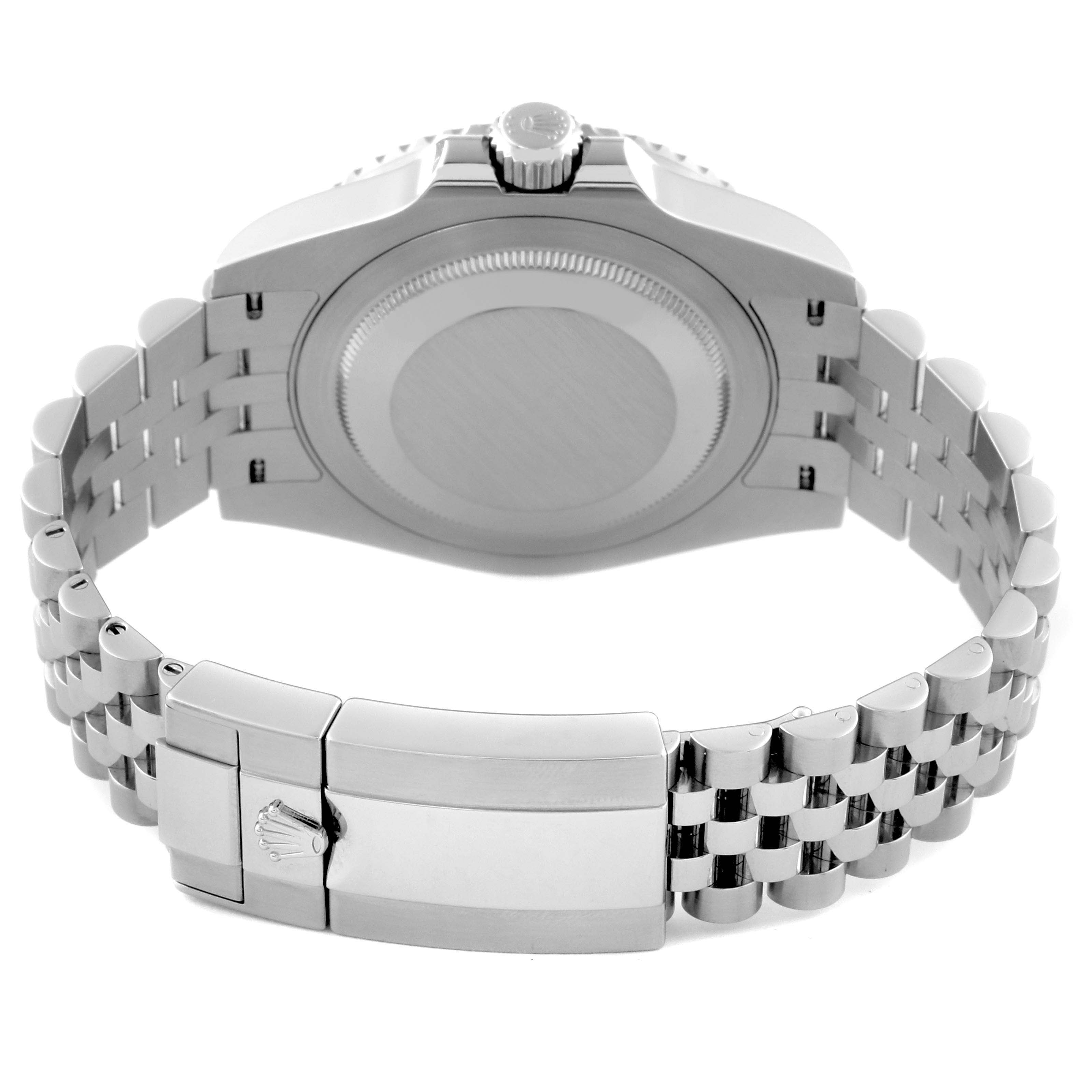 The image shows the backside and bracelet clasp of a Rolex GMT-Master 126710BLRO Men
s Stainless Steel Black Dial 126710BLRO Men
s Stainless Steel Black Dial watch.