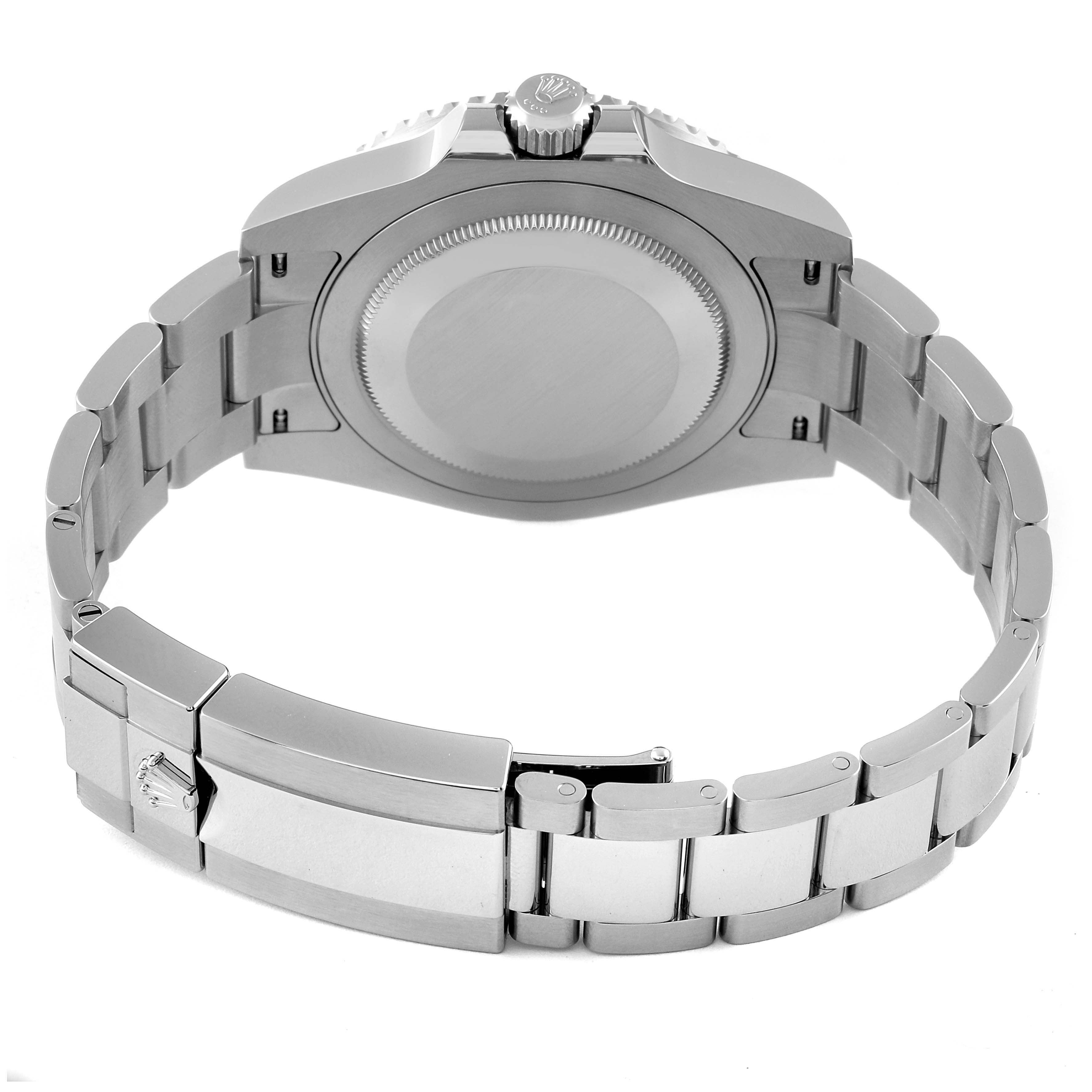 The image shows the back case and bracelet clasp of a Rolex GMT-Master 126710 Men's Stainless Steel Black Dial 126710 Men's Stainless Steel Black Dial watch from a rear angle.