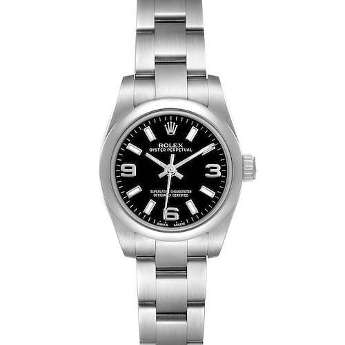 Photo of Rolex Oyster Perpetual 26 Steel Black Dial Ladies Watch 176200 Card