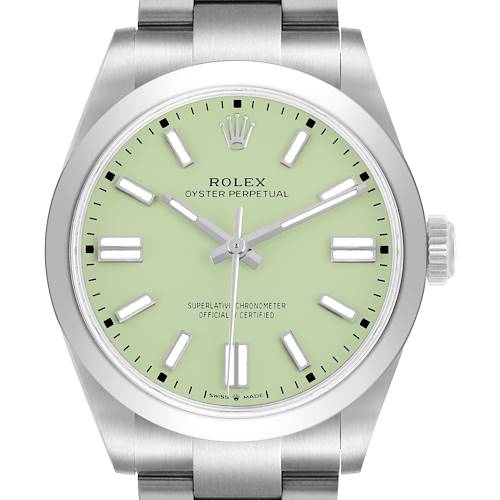 Photo of Rolex Oyster Perpetual 41 Steel Pistachio Dial Mens Watch 134300 Box Card