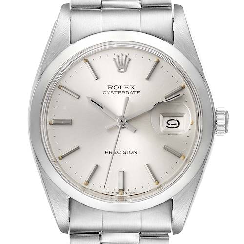 Photo of Rolex OysterDate Precision Silver Dial Steel Vintage Mens Watch 6694