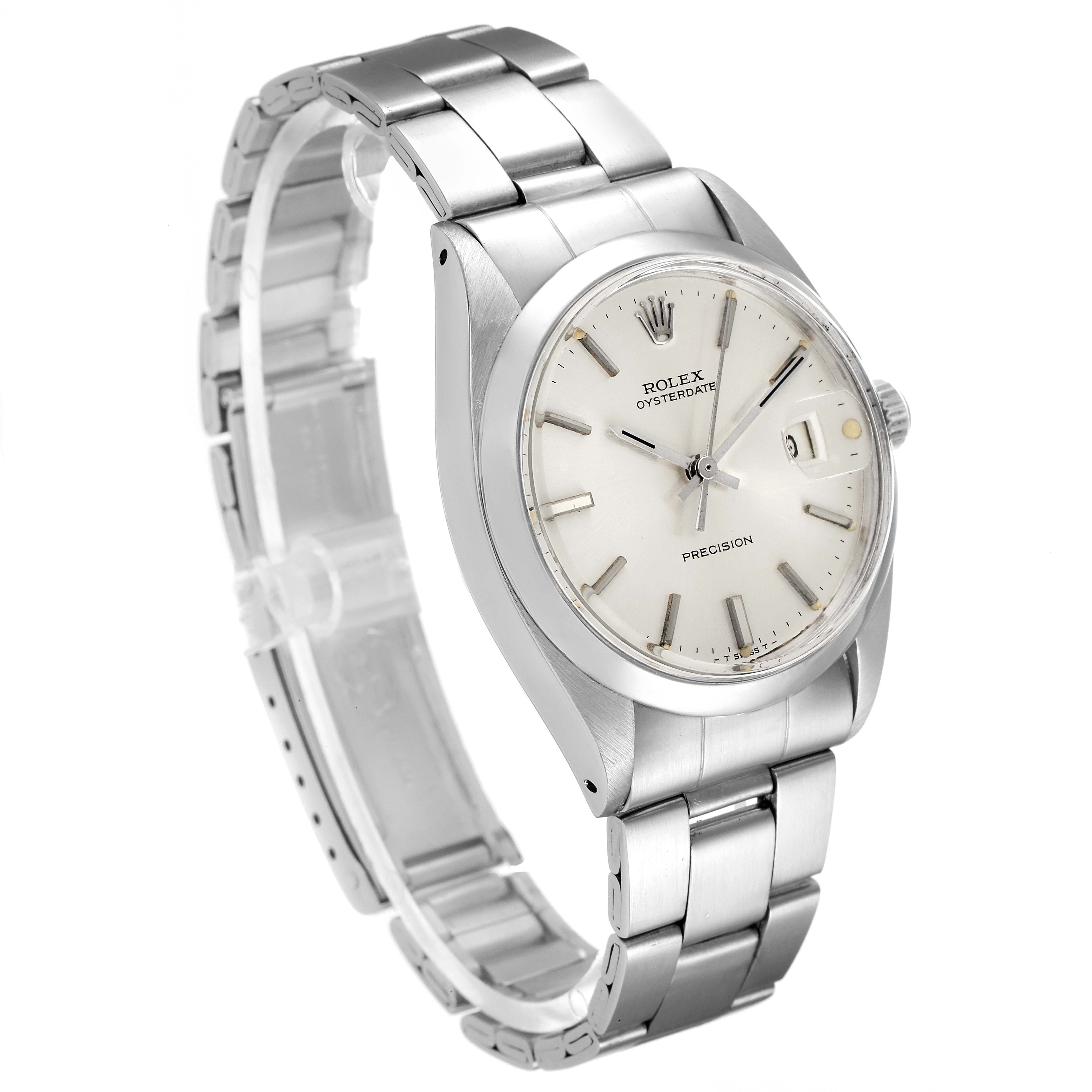 The Rolex Vintage Collection 6694 Men's Stainless Steel Silver Dial 6694 Men's Stainless Steel Silver Dial watch is shown from an angled side view showcasing the dial, bracelet, and partial crown.