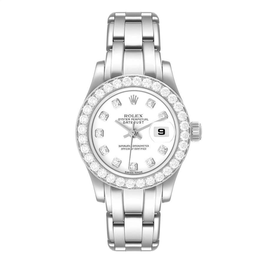 Rolex Pearlmaster Masterpiece 18K White Gold Diamond Ladies Watch 80299 SwissWatchExpo