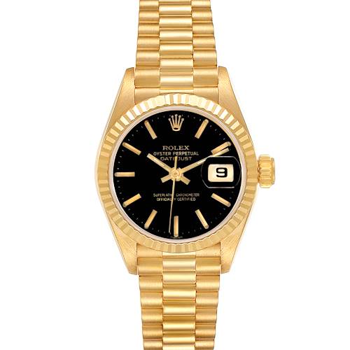 Photo of Rolex President Datejust Yellow Gold Black Dial Ladies Watch 69178