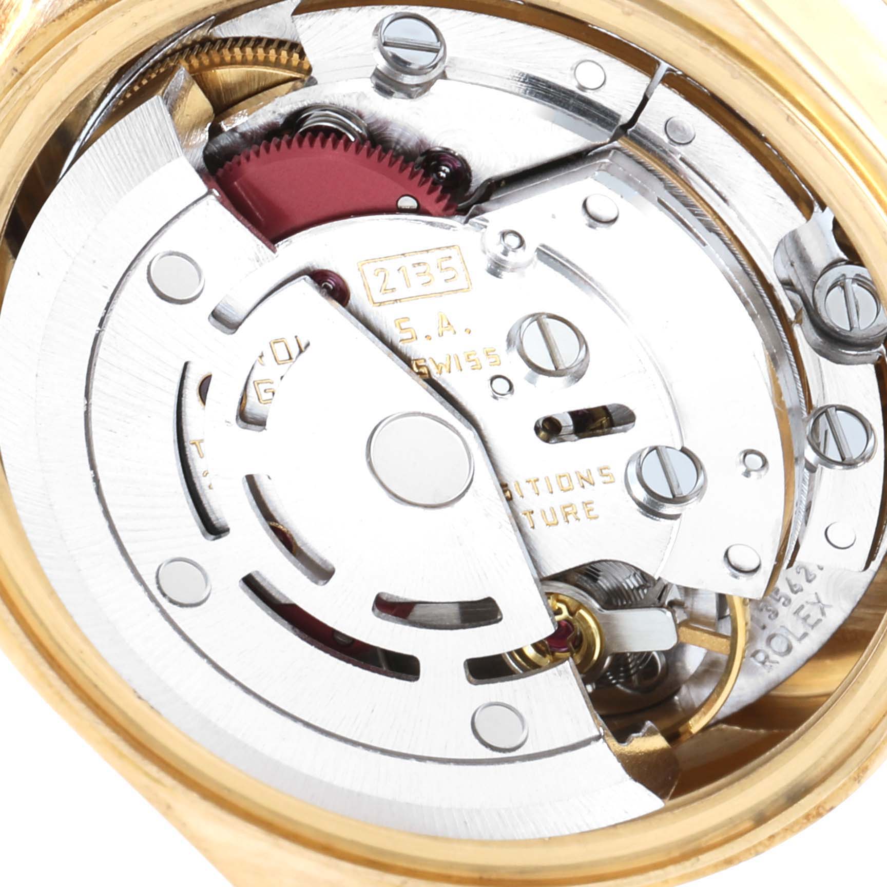 This image shows the internal mechanical movement of the Rolex President 69178 Women
s Yellow Gold Champagne Dial 69178 Women
s Yellow Gold Champagne Dial model watch.