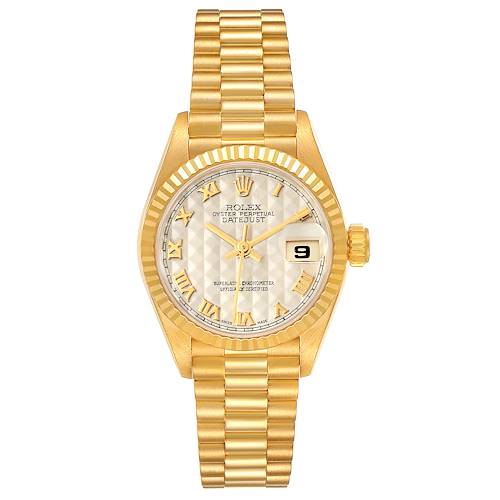 Photo of Rolex President Datejust Yellow Gold Pyramid Dial Ladies Watch 69178