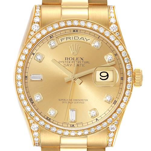 Photo of Rolex President Day-Date 36 Yellow Gold Diamond Mens Watch 118388