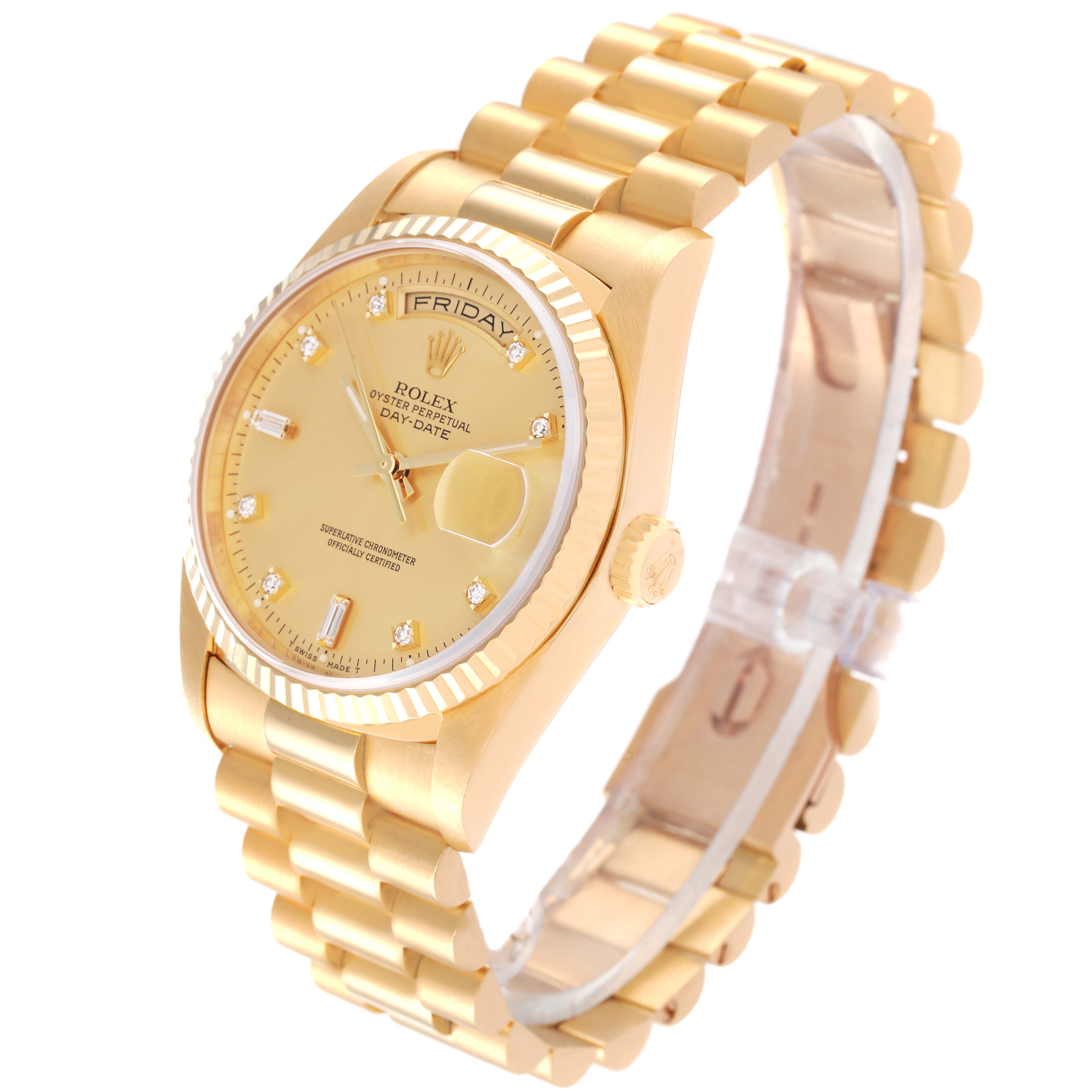 Rolex President Day-Date 36mm Yellow Gold Diamond Mens Watch 18238 ...