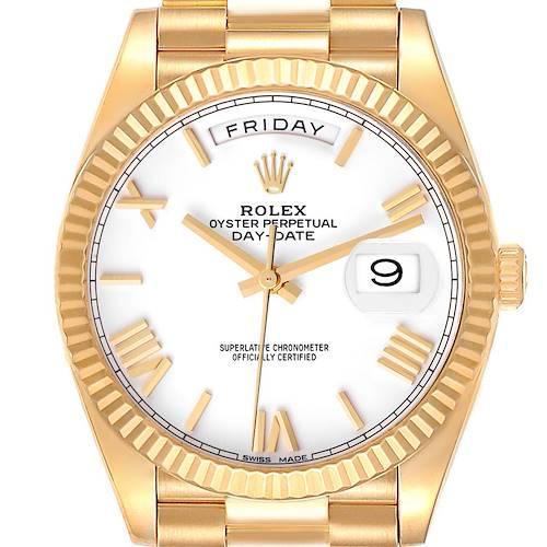 Rolex President Day-Date 40 Yellow Gold White Dial Mens Watch 228238 Box Card