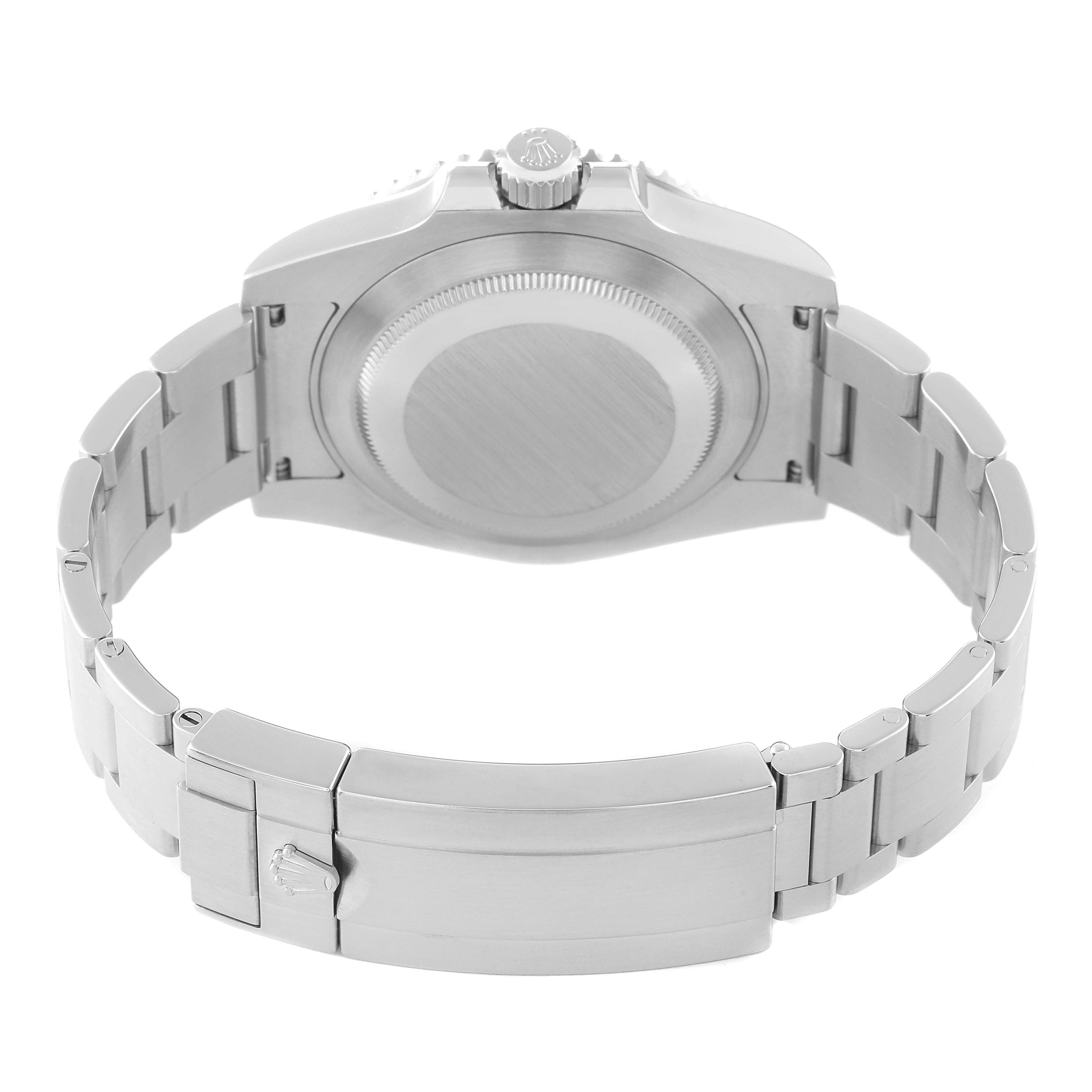 The image shows the back side of a Rolex Submariner 116610 Men
s Stainless Steel Black Dial 116610 Men
s Stainless Steel Black Dial watch, focusing on the case back, crown, and bracelet.