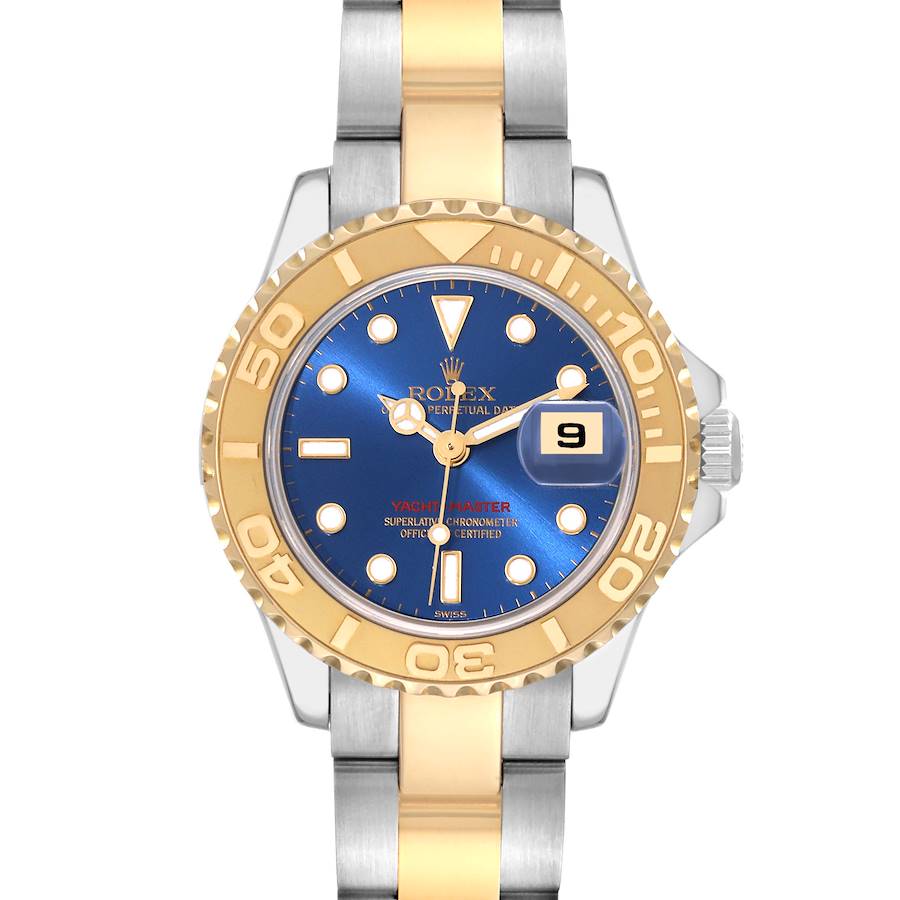 Rolex Yachtmaster Steel Yellow Gold Blue Dial Ladies Watch 169623 Box Papers SwissWatchExpo