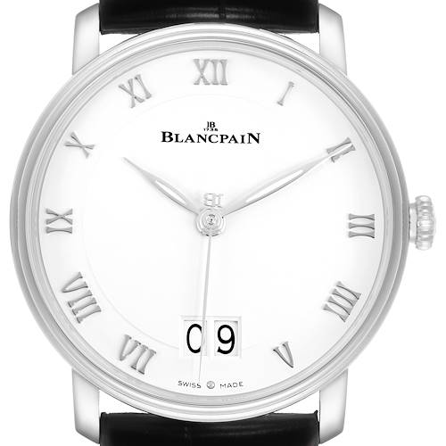 Photo of Blancpain Villeret Grande Date Steel Mens Watch 6669 1127 55B Box Card