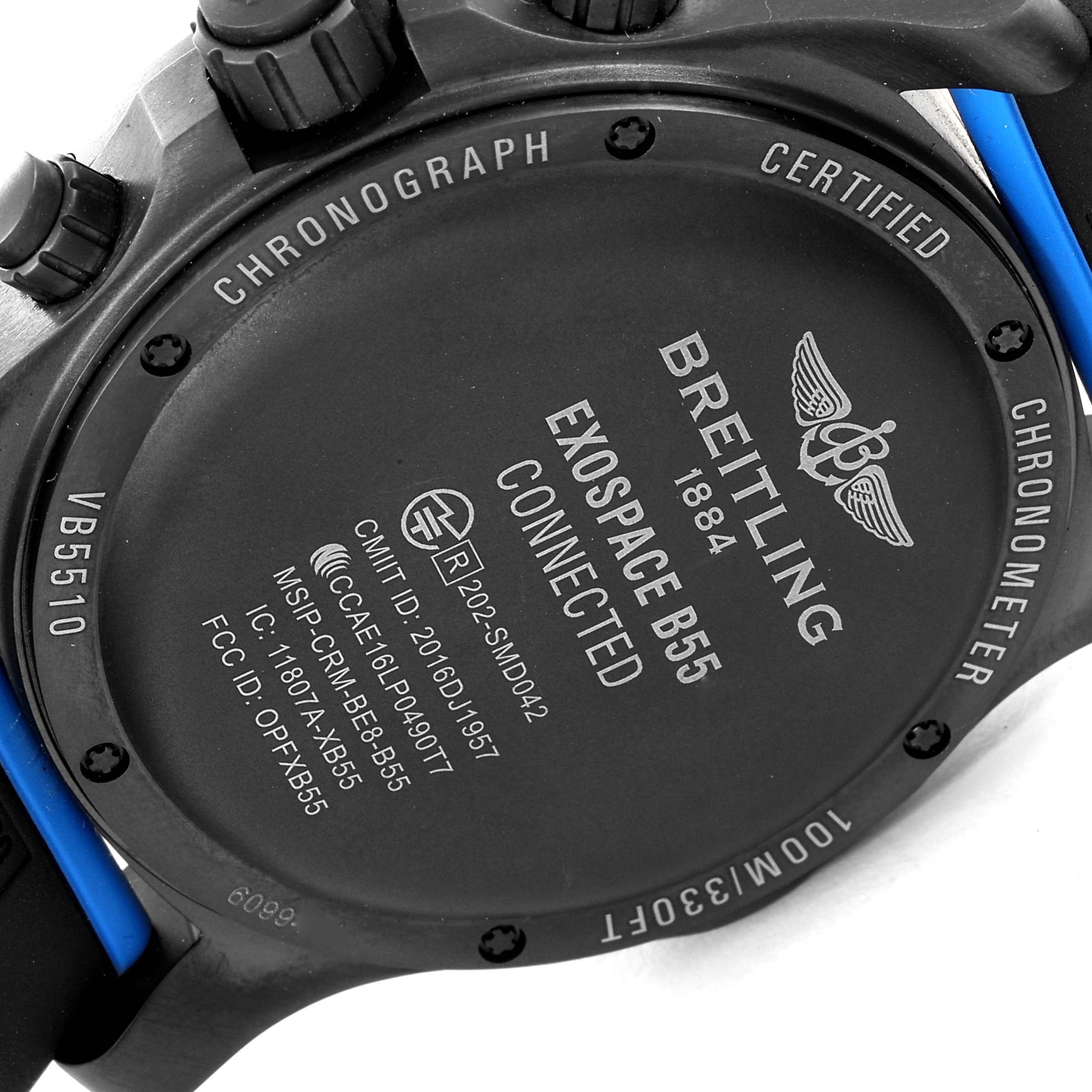 This image shows the back case of a Breitling Professional Series VB5510 Men's Titanium Black Dial VB5510 Men's Titanium Black Dial Exospace B55 watch.